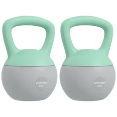 SPORTNOW 2 x 6kg Soft Kettlebell, Kettle Bell with Non-Slip Handle, for Home Gym, Strength Training, Cardio - Grey and Green