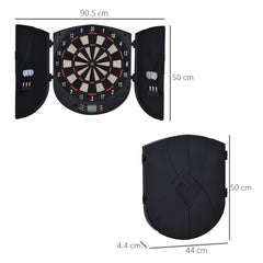 HOMCOM Electronic Dartboard Set 26 Games and 185 Variations with 6 Darts and Cabinet to Stroage Multi-Game Option Ready-to-Play