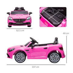 AIYAPLAY Benz SLC 300 Licensed 12V Electric Car for Kids, Kids' Electric Ride on with Parental Remote, Music Lights, Suspension Wheels for 3-6 Years, Pink