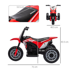 HOMCOM 6V Kids Motorbike, Three-Wheel Kids Electric Bike with Horn, Startup Sound for Ages 18-36 Months - Red