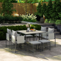 Outsunny Nine-Piece Steel Frame Garden Dining Set - Grey