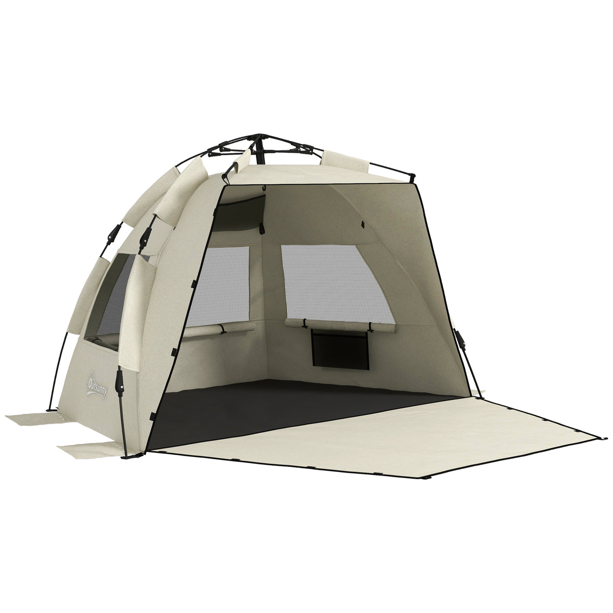 Outsunny Three-Man UPF15+ Beach Tent, with Extended Floor - Green