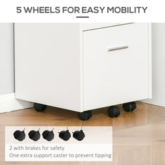 Vinsetto Lockable Two-Drawer Filing Cabinet, with Wheels - White