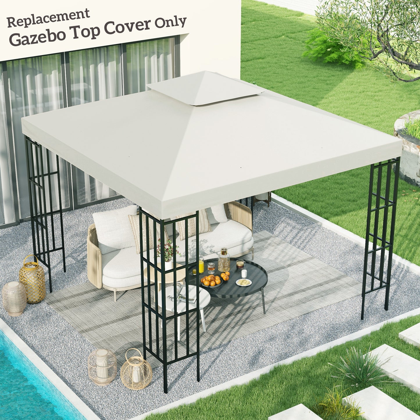 مظلة بديلة من Outsunny Gazebo مقاس 3×3 متر - أبيض كريمي