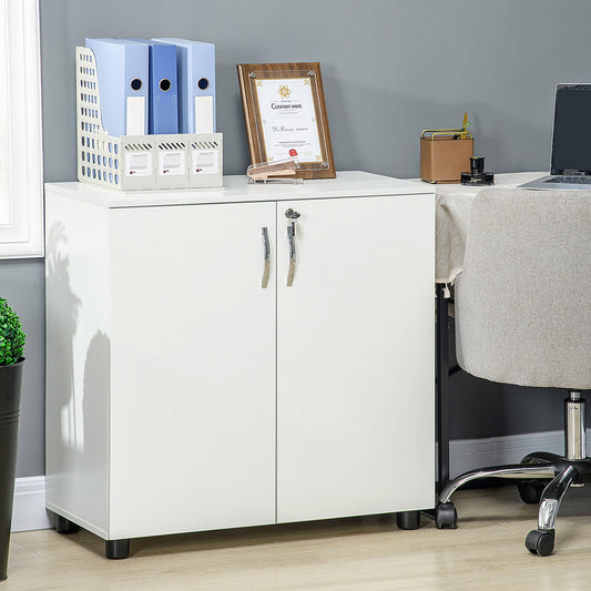 Vinsetto Two-Tier Locking Office Storage Cabinet - White