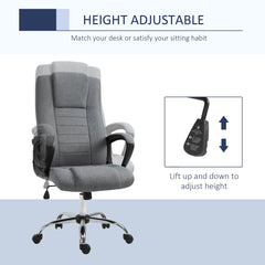 Vinsetto Office Chair, Computer Desk Chair, Linen Fabric Swivel Chair with Adjustable Height, Rolling Wheels for Home and Study, Grey