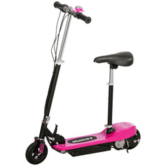 HOMCOM Steel Ride on Powered Scooter, Folding E-Scooter with Warning Bell, 15km/h Maximum Speed, for 4-14 Years Old, Pink