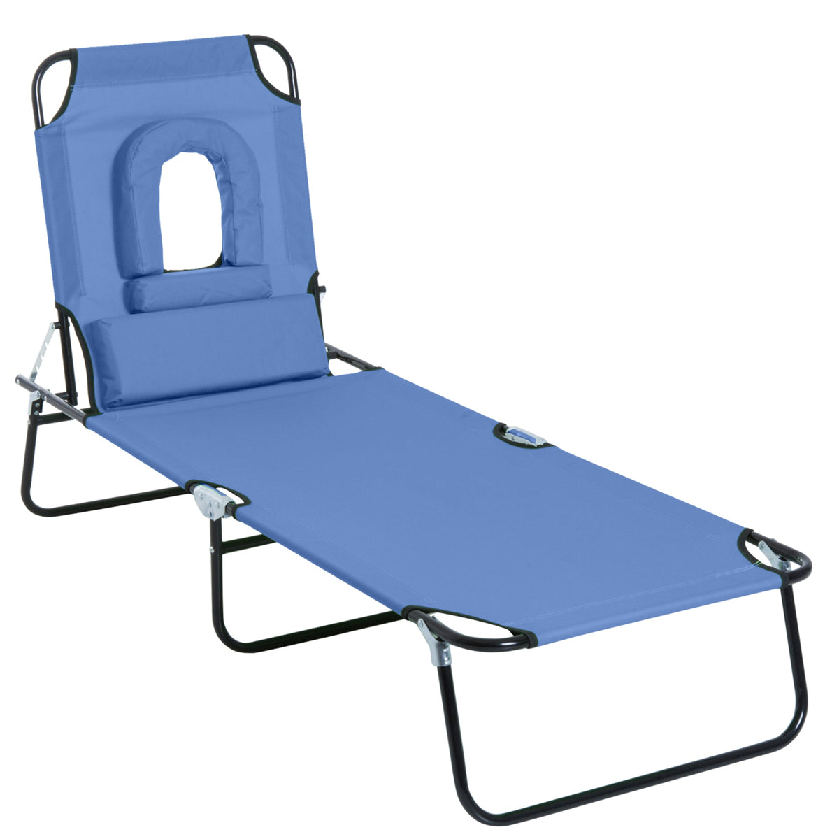 Outsunny Reading Hole Sun Lounger - Blue