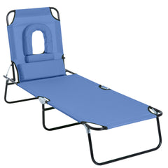 Outsunny Reading Hole Sun Lounger - Blue