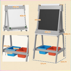 AIYAPLAY Art Easel for Kids with Paper Roll, Double Sided Painting Easel with Chalk Board, White Board