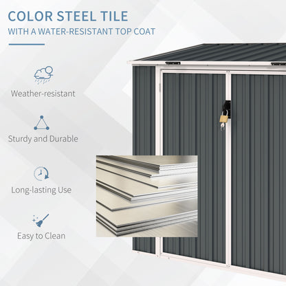 Outsunny 5ft x 3ft Garden 2-Bin Steel Storage Shed, Double Rubbish Storage Shed, Hide Dustbin w/ Locking Doors and Openable Lid