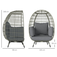 Outsunny Rattan Egg Chair with Cushions and Pillows, Charcoal Grey