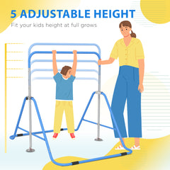 HOMCOM Kids Gymnastic Bar, with Adjustable Height, Foldable Horizontal Bars - Blue