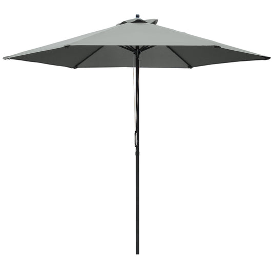 Outsunny 2.8m Garden Parasol Umbrella, Round Outdoor Market Table Umbrella Sun Shade Canopy, Dark Grey