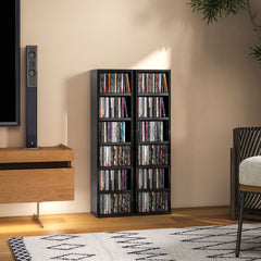 HOMCOM Set of Two 102 CD Storage Units - High Gloss Black