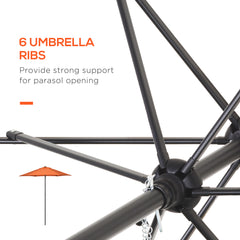 Outsunny 2m Garden Parasol Umbrella, Outdoor Sun Shade with 6 Sturdy Ribs for Balcony, Bench, Garden, Orange