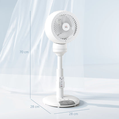 HOMCOM 9'' Air Circulator Fan 3 Speed 3 Mode, 70 Oscillation 90 Vertical Tilt, Remote Controller, for Living Room, Bedroom, Office, White