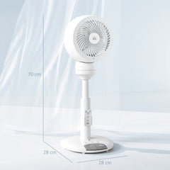 HOMCOM 9'' Air Circulator Fan 3 Speed 3 Mode, 70√Ç¬∞ Oscillation 90√Ç¬∞ Vertical Tilt, Height Adjustable, Remote Controller, for Living Room, Bedroom, Office, White