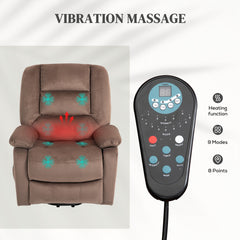 HOMCOM Velvet-Feel Electric Lift-and-Recline Massage Armchair, with Remote - Brown