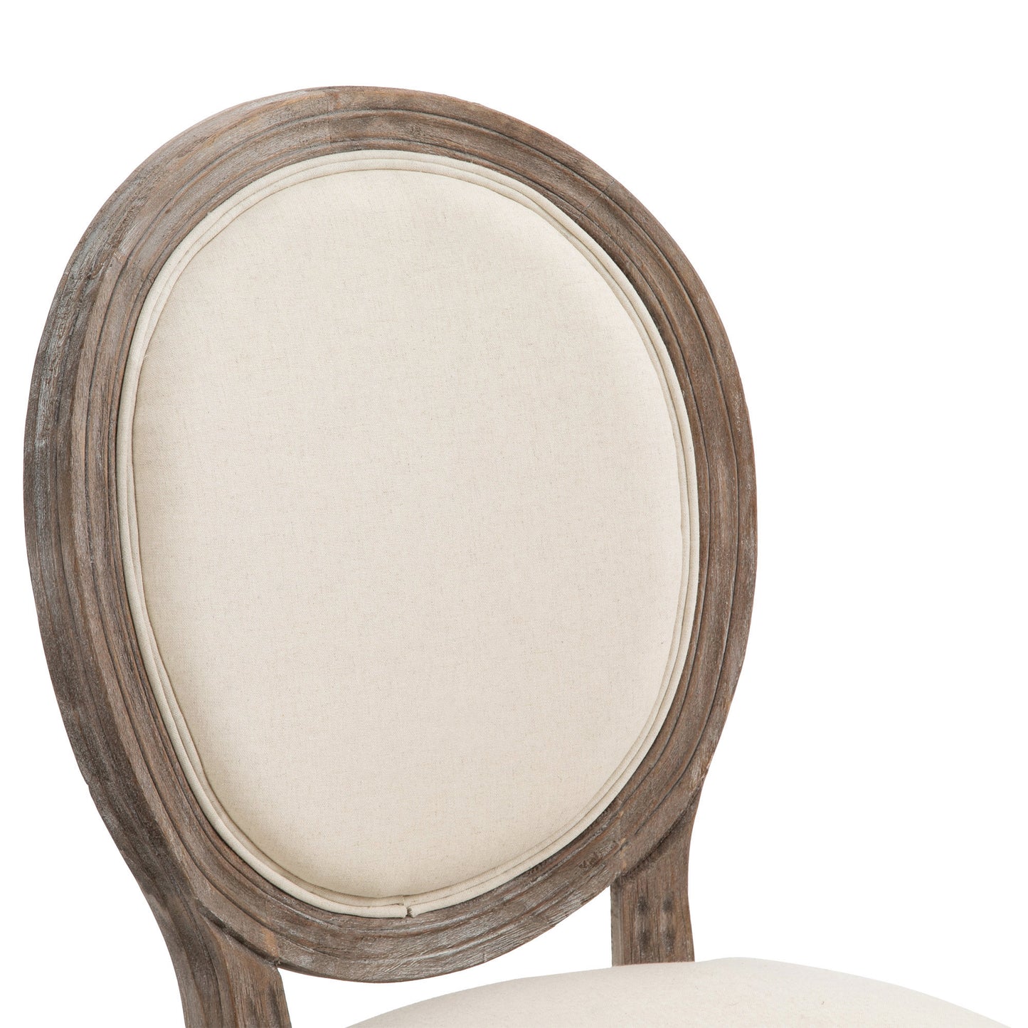 HOMCOM Dining Chairs Set of 2, French-Style Upholstered Kitchen Chairs with Padded Seats, Wood Frame and Round Back, Cream White