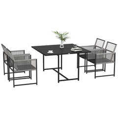 Outsunny Five-Piece Metal Dining Set, with Folding Back Chairs, Light Grey