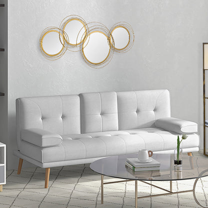 HOMCOM Metal Wall Mirrors, 107cm Modern Decorative Gold Mirror Decor Hanging, Home Wall Sculptures for Living Room Bedroom Dining Room