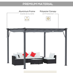 Outsunny 3 x 3 m Aluminum Gazebo, with Retractable Roof - Grey