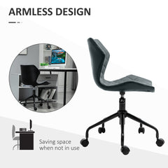 HOMCOM Office Computer Desk Chair, Swivel Task Chair no Arms, Fabric Study Chair with Adjustable Height and Rolling Wheels for Home Work, Grey