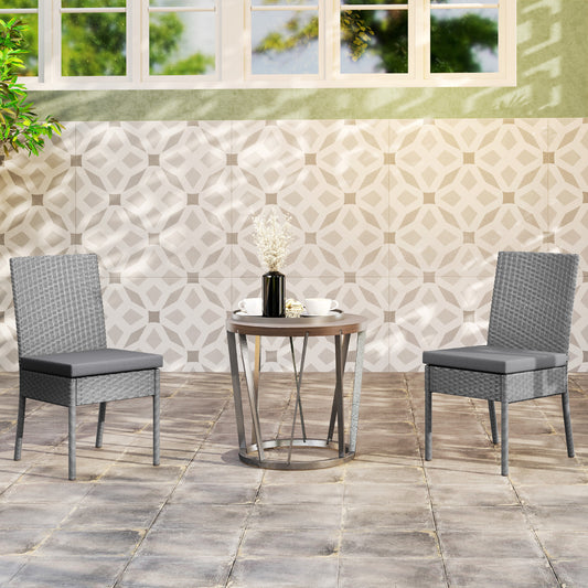 Outsunny Set of Two Armless Rattan Garden Chairs - Dark Grey