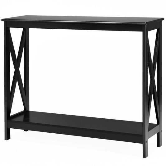 2 Tier Wooden Console Table-Black