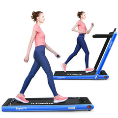 1-12Km/h Folding Bluetooth Electric Treadmill Motorized Portable Running Machine-Blue