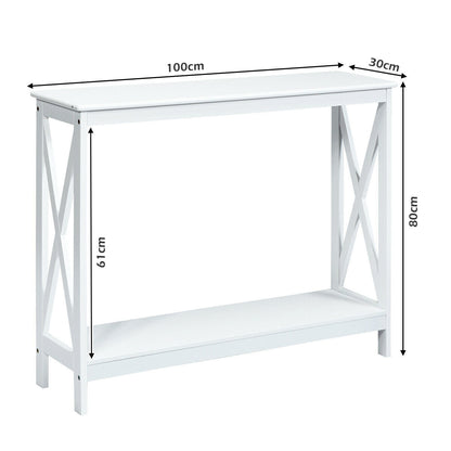 2 Tier Wooden Console Table-White