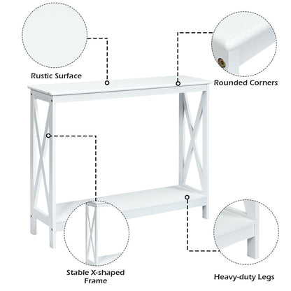 2 Tier Wooden Console Table-White