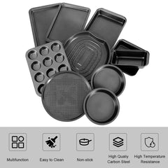 10 Non-stick Steel Black Bakeware Set