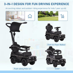 HOMCOM 3 in 1 Kids Children Ride on Push Car Toddler Sliding Car G350 Licensed Walker Foot to Floor Slider Push-Along with Horn Steering Wheel NO POWER Manual, Black