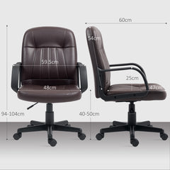 HOMCOM Swivel Executive Chair PU Leather Computer Desk Chair, Dark Brown