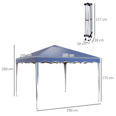 Outsunny 3 x 3cm Adjustable Height Pop-Up Gazebo, with Bag - Blue