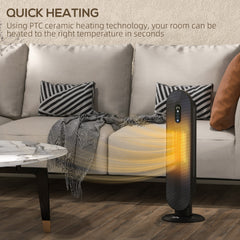 HOMCOM 45√Ç¬∞ Oscillating Ceramic Space Heater, with Remote - Black