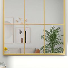 HOMCOM Modern Arched Wall Mirror, 91 x 60 cm Window Mirrors for Living Room, Bedroom, Gold Tone