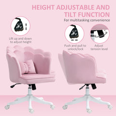 HOMCOM Velvet-Feel Petal Back Office Chair - Pink