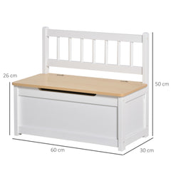 HOMCOM 2 In 1 Wooden Toy Box, Seat Storage Bench, Storage Chest Cabinet Organiser, with Safety Pneumatic Rod