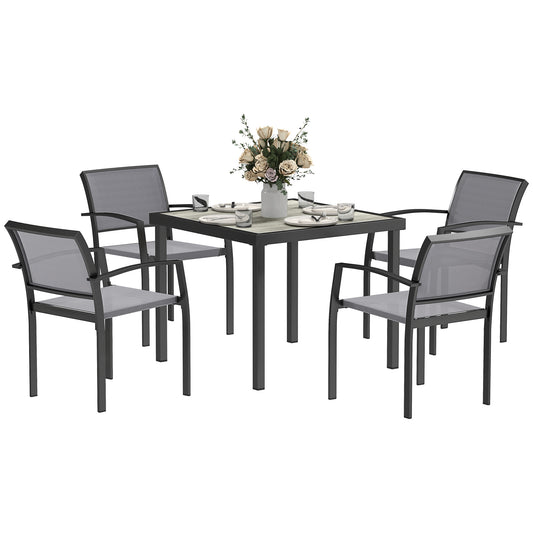 Outsunny Five-Piece Outdoor Garden Dining Set - Grey