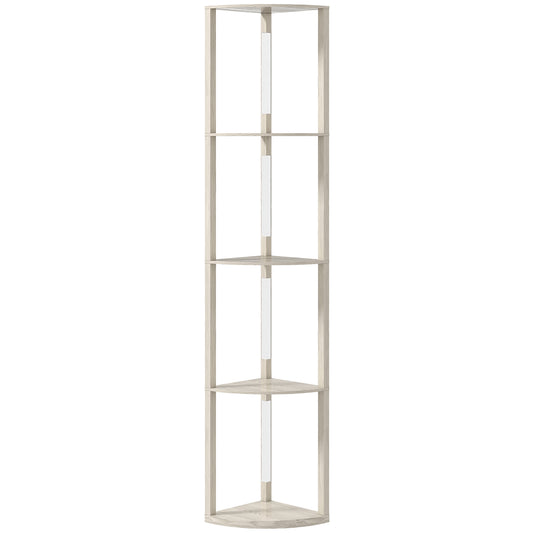 HOMCOM Corner Floor Lamp for Living Room Bedroom with Dimmable Warm White LED Light, Modern Tall Standing Lamp, Oak