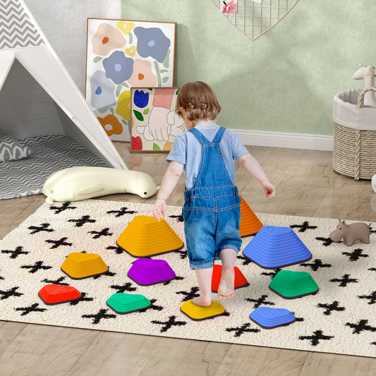 AIYAPLAY 11-Piece Heart-Shaped Kids Balance Stepping Stones and Motor Skills, Multicoloured