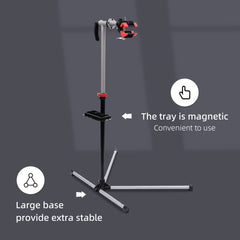 HOMCOM Bike Repair Stand Workstation, Bicycle Maintenance Workstand, Height Adjustable, with Tool Tray & 360√Ç¬∞ Rotating Adjustable Clamp for Home Mechanic Workshop