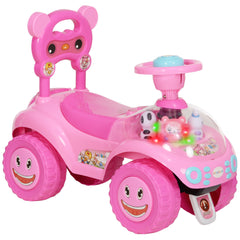 AIYAPLAY Foot to Floor oddler Ride on Toy w/ Music, Light, Horn, Under Seat Storage, Anti-Over-Backwards Device, Pink