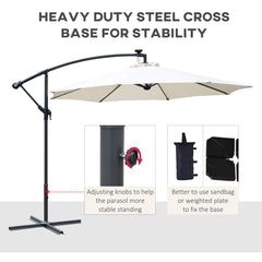 Outsunny Umbrella Parasol W/Solar Powered LED strips, â2.95x2.45H m-Cream