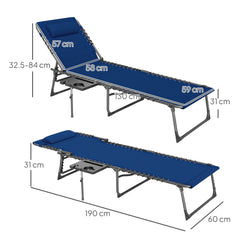 Outsunny Five-Position Reclining Sun Lounger - Dark Blue