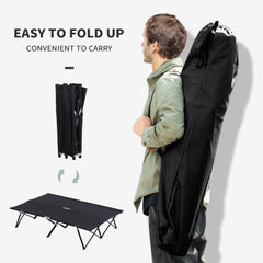 Outsunny Double Camping Cot Bed, with Bag - Black