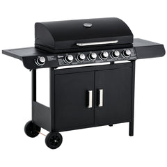 Outsunny Seven Burner Gas Grill, with Integrated Thermometer and Storage